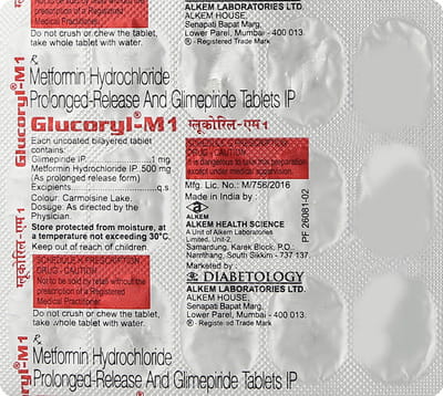 Glucoryl M 1mg Strip Of 15 Tablets