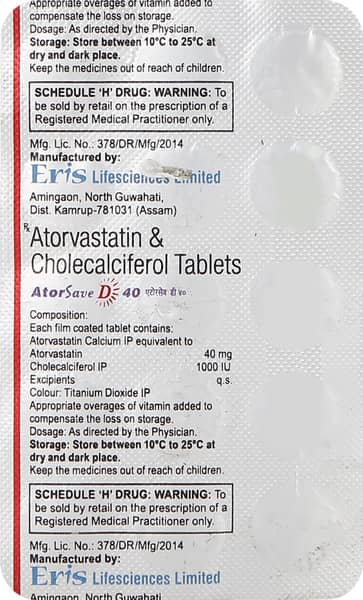 Atorsave D 40mg Strip Of 15 Tablets