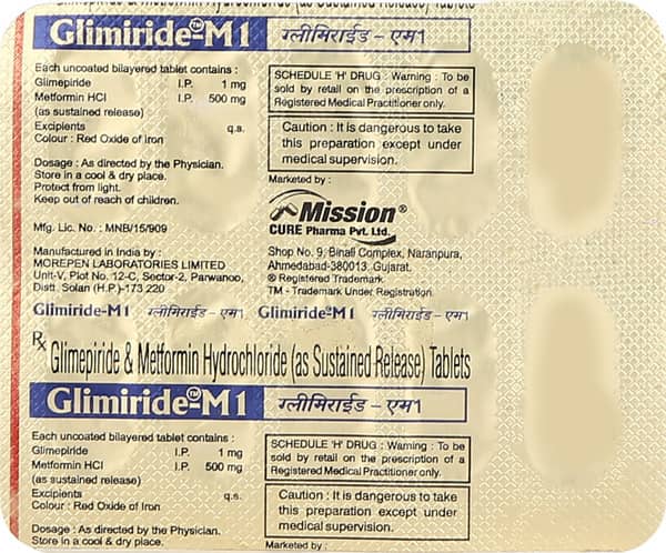 Glimiride M 1Mg Strip Of 10 Tablets