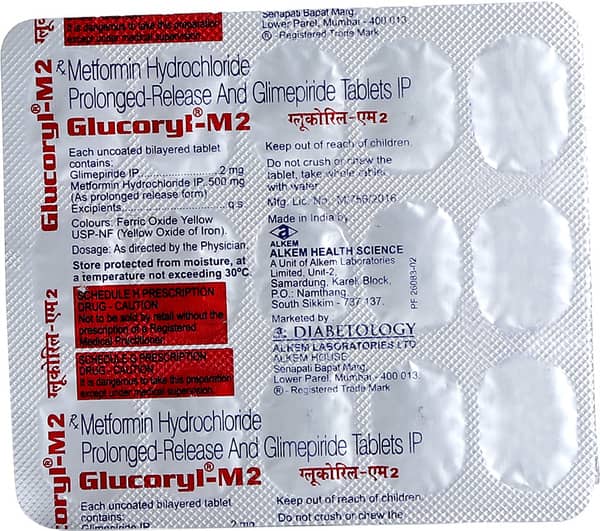 Glucoryl M 2mg Strip Of 15 Tablets
