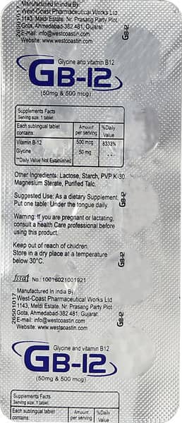Gb 12 Strip Of 10 Tablets