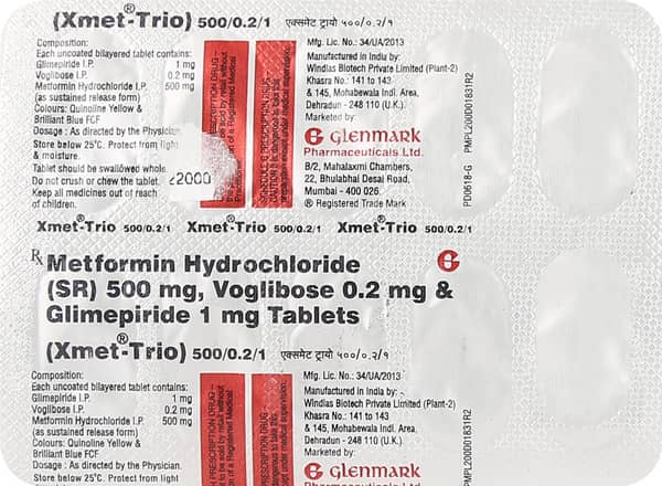 Xmet Trio 500/0.2/1 Strip Of 10 Tablets