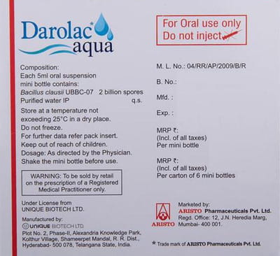 Darolac Aqua Bottle Of 5ml Suspension