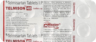 Telmison 40mg Strip Of 10 Tablets