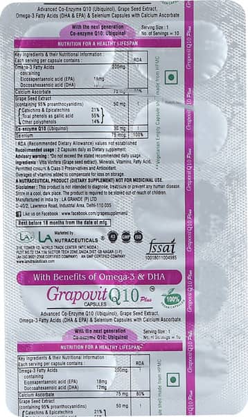 Grapovit Q 10 Plus Strip Of 10 Capsules