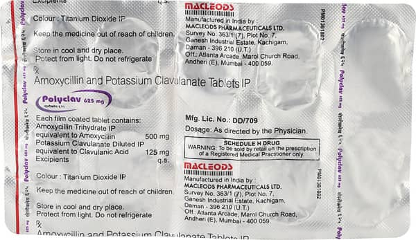 Polyclav 625mg Strip Of 10 Tablets