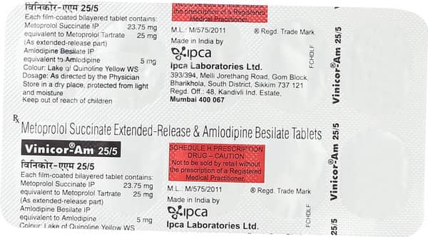 Vinicor Am 25/5mg Strip Of 10 Tablets
