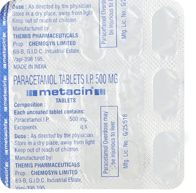 Metacin 500mg Strip Of 15 Tablets