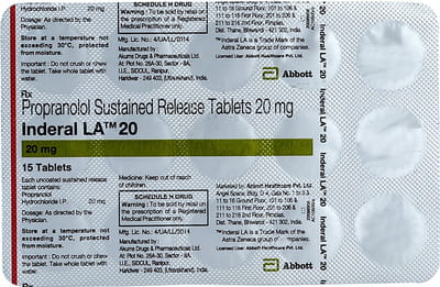 Inderal La 20mg Strip Of 15 Tablets