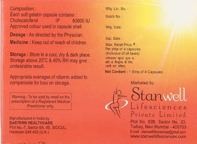 Stanrise D3 60k Strip Of 4 Capsules