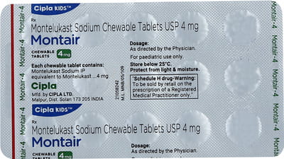 Montair 4mg Starwberry Flavour Strip Of 15 Chewable Tablets