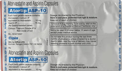 Atorlip Asp 10mg Strip Of 10 Capsules