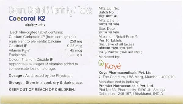 Coecoral K2 Strip Of 10 Tablets