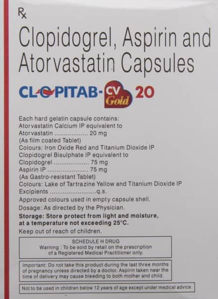 Clopitab Cv Gold 20mg Strip Of 10 Capsules