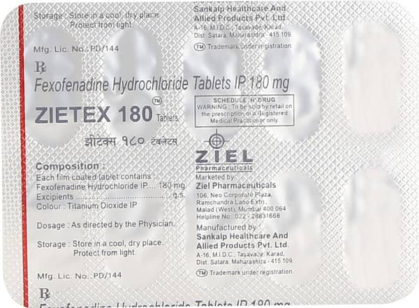 Zietex 180mg Strip Of 10 Tablets