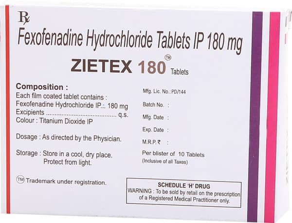 Zietex 180mg Strip Of 10 Tablets