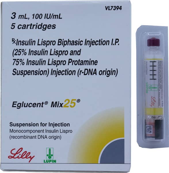 Eglucent Mix 25 100iu Cartridges Of 3ml Suspension For Injection