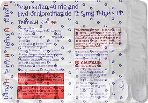 Telma H 40Mg Strip Of 30 Tablets