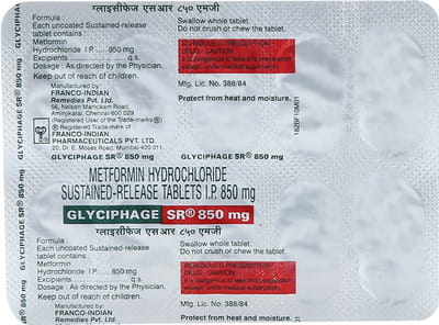Glyciphage Sr 850mg Strip Of 10 Tablets