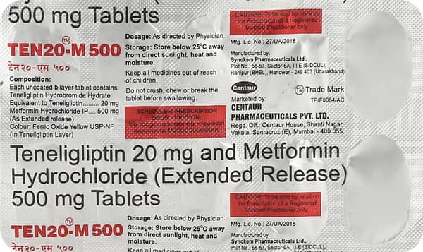 Ten 20mg M 500mg Strip Of 10 Tablets