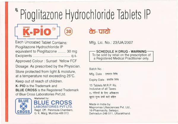 K Pio 30mg Strip Of 15 Tablets