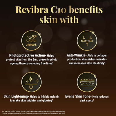 Revibra C10 Pure & Bioactive Vitamin C Cream Reduces Melanin Production Controls Photoaging 28 No'S