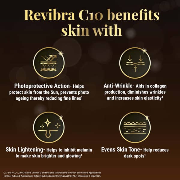 Revibra C10 Pure & Bioactive Vitamin C Cream Reduces Melanin Production Controls Photoaging 28 No'S