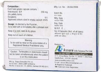 Itrasure 200 Strip Of 4 Capsules