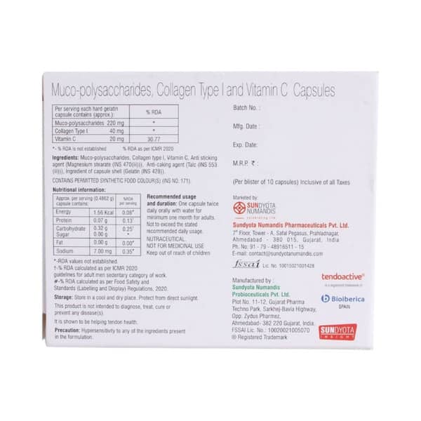 Tendowell Strip Of 10 Capsules