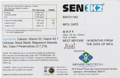 Sen K2 Strip Of 10 Tablets