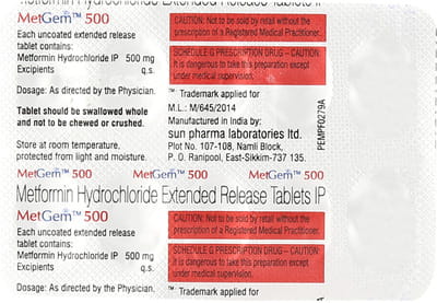 Metgem 500mg Strip Of 10 Tablets