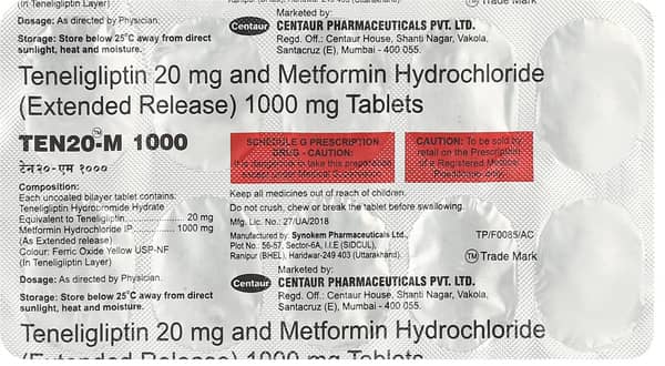 Ten 20 M 1000 Strip Of 10 Tablets