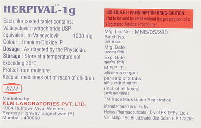 Herpival 1gm Strip Of 3 Tablets