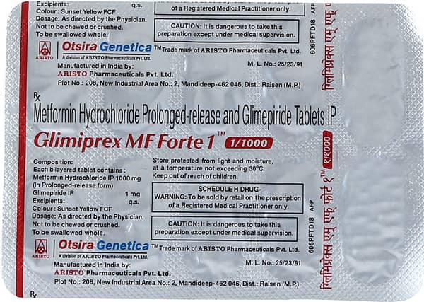 Glimiprex Mf Forte 1/1000mg Strip Of 10 Tablets
