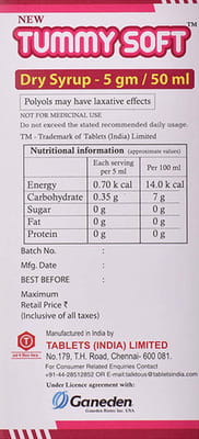 New Tummy Soft Bottle Of 50ml Dry Syrup