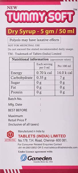 New Tummy Soft Bottle Of 50ml Dry Syrup