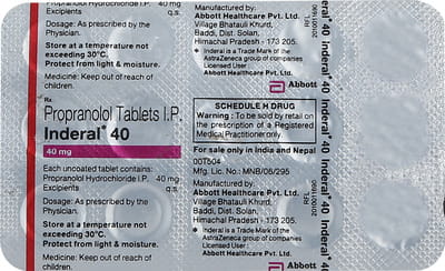 Inderal 40 Strip Of 15 Tablets