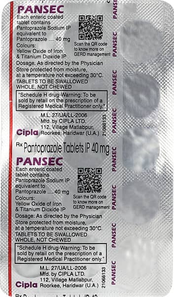 Pansec 40mg Strip Of 15 Tablets