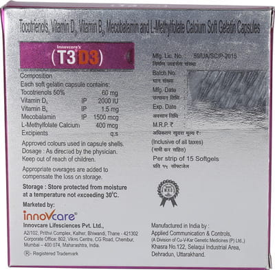 T3 D3 Strip Of 15 Capsules