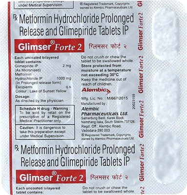 Glimser Forte 2 Strip Of 15 Tablets