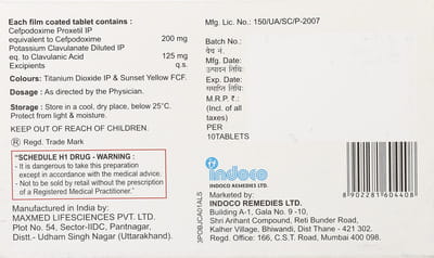 Oxipod Cv 200 Mg Strip Of 10 Tablets