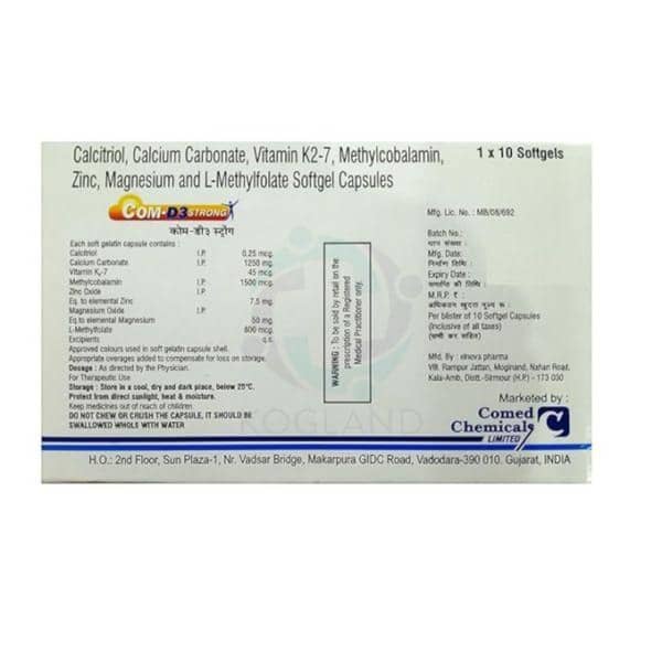 Com D3 Strong Strip Of 10 Softgel Capsules