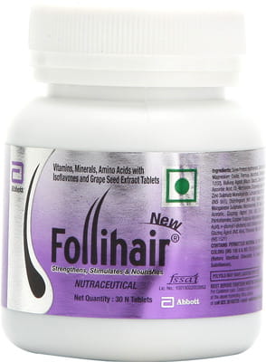 Follihair Abbott New Biotin With Vitamins Bottle Of 30 Tablets