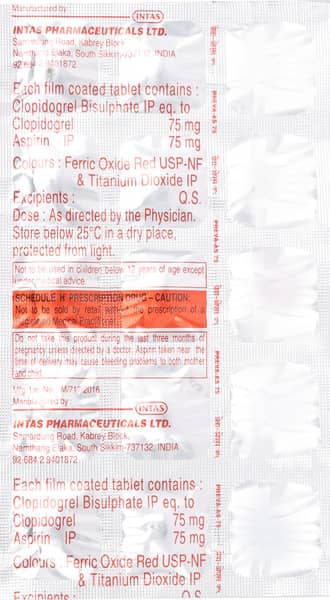 Preva As 75mg Strip Of 15 Tablets