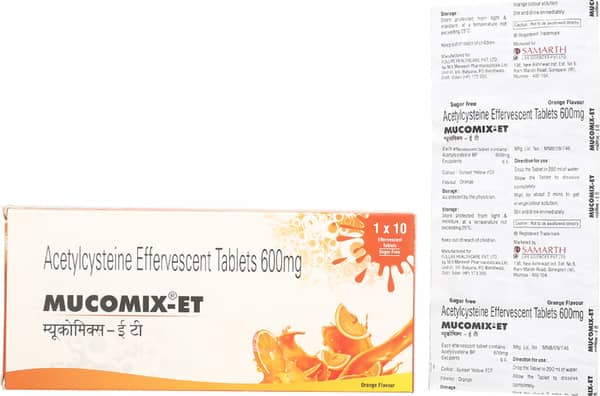 Mucomix Et Orange Flavour Sugar Free Strip Of 10 Effervescent Tablets