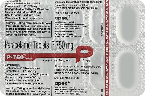 P 750 Strip Of 10 Tablets
