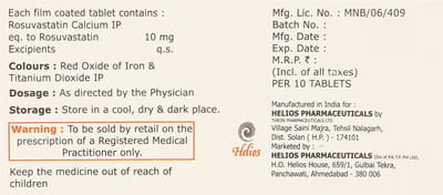 Rosuvastin 10mg Strip Of 10 Tablets