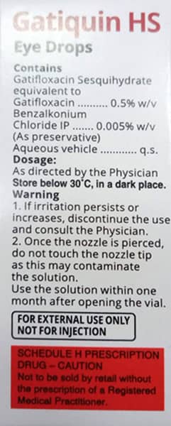 Gatiquin Hs 0.5% Bottle Of 5ml Eye Drops