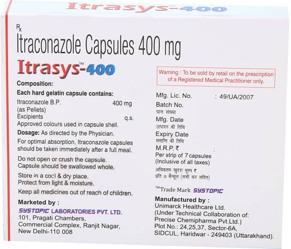 Itrasys 400 Strip Of 7 Capsules