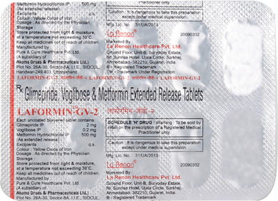 Laformin Gv2 Strip Of 10 Tablets
